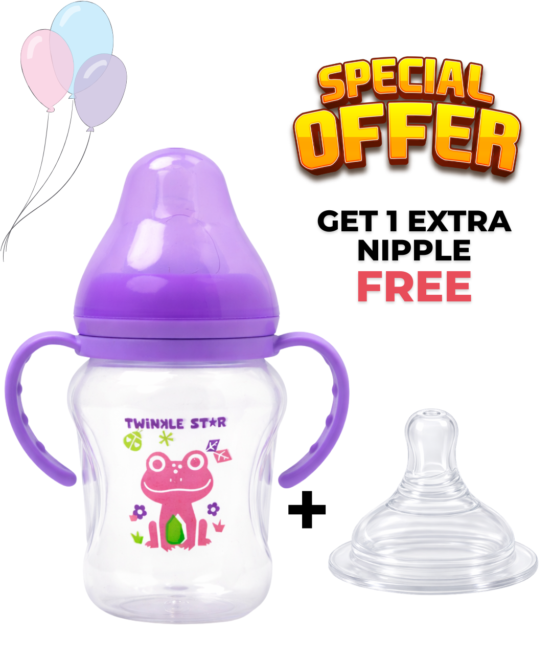 Wide Neck Transparent Baby Feeder- with handle (Large /270 ml)